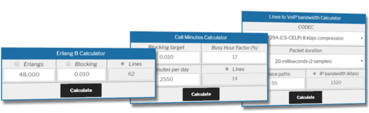 Online telecom traffic calculators